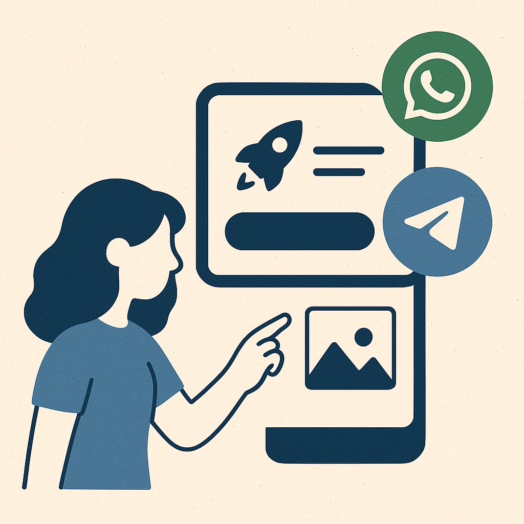 Cómo compartir el link de tu página en WhatsApp o Telegram.
